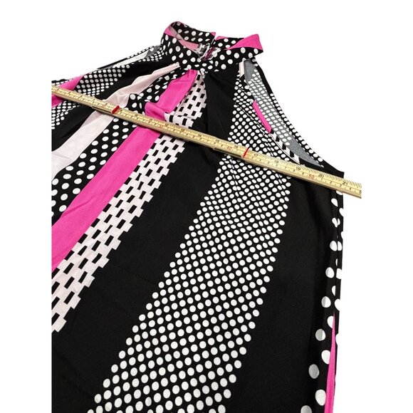 Gomorn Womens Halter Neck Sleeveless Blouse XL Black/Pink/White - Picture 8 of 9